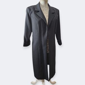 Y2K All That Jazz Vintage Long Black & White Pinstripe Blazer Size 14